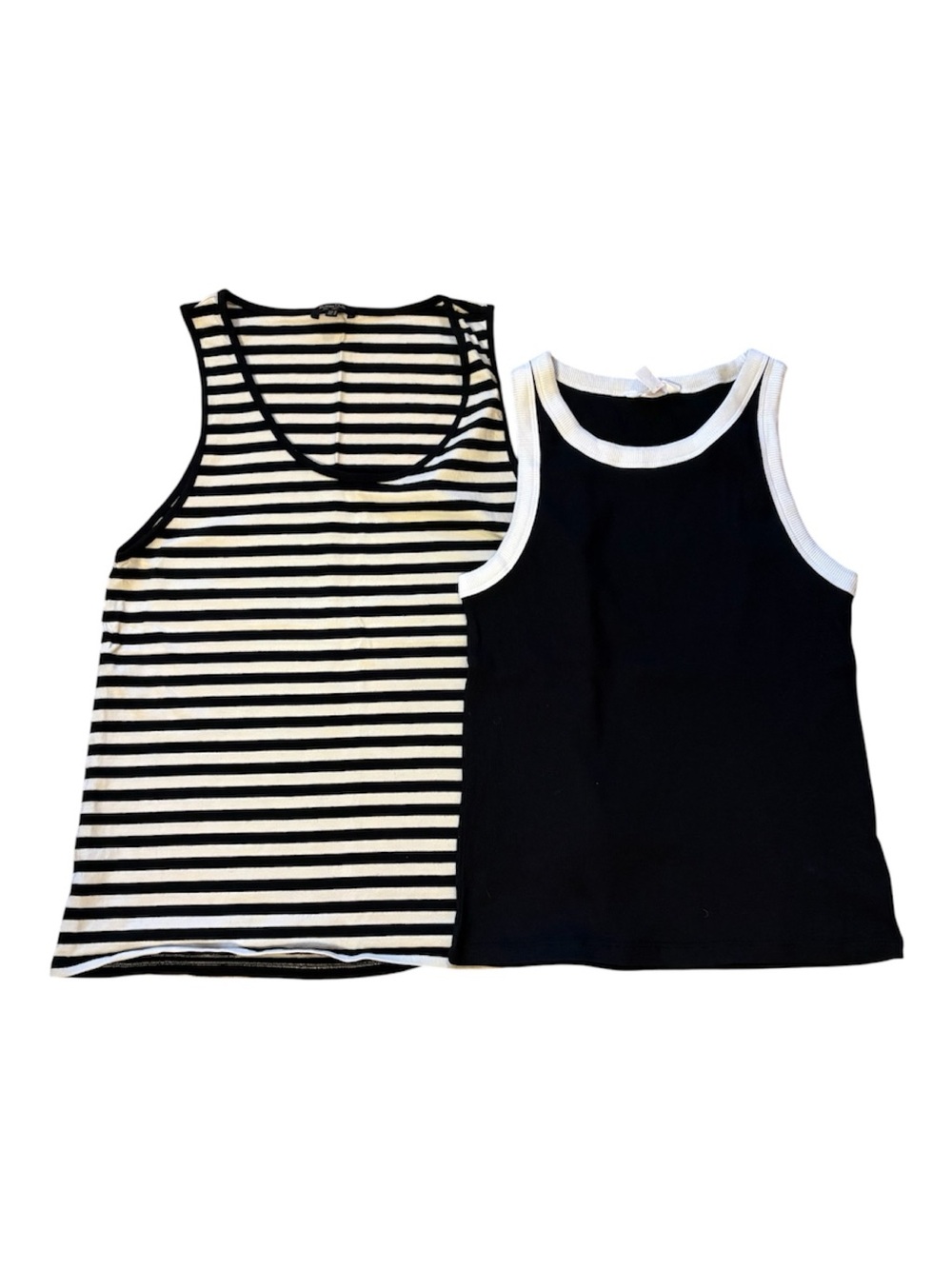 Massimo Dutti & Joe Fresh Black & White/Cream Tank Tops, lot of 2, medium, new